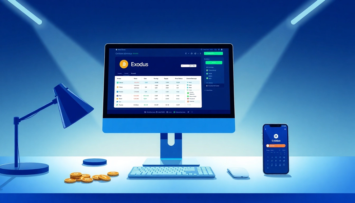 Explore the intuitive interface of the Exodus wallet on a sleek computer display, showcasing modern crypto management.