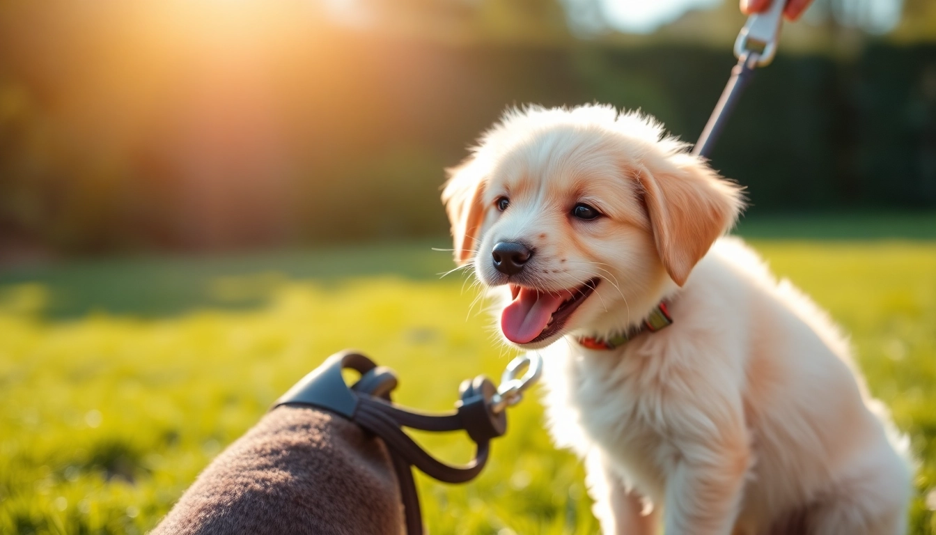 Puppy training Houston session with a joyful puppy learning commands outside.