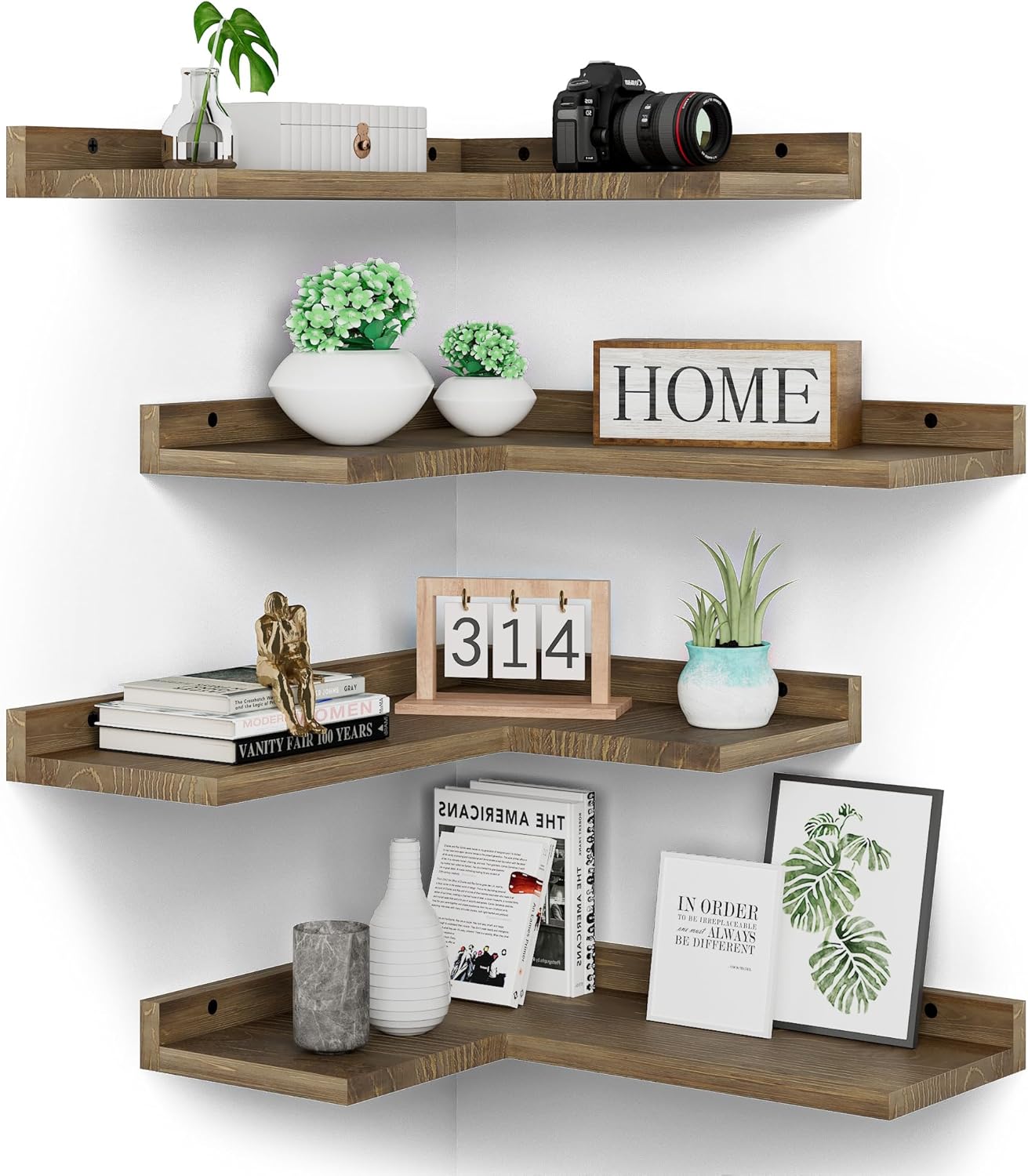 Wooden shelves